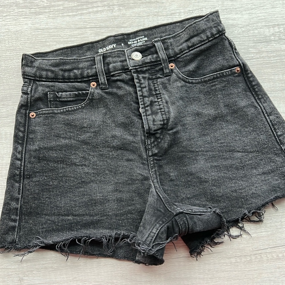 Old Navy High Rise Washed Black Shorts